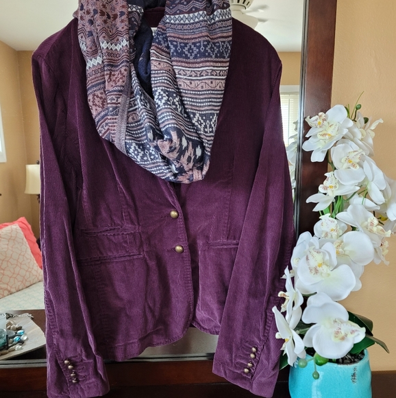 Plum Maroon Corduroy Blazer - Picture 1 of 5